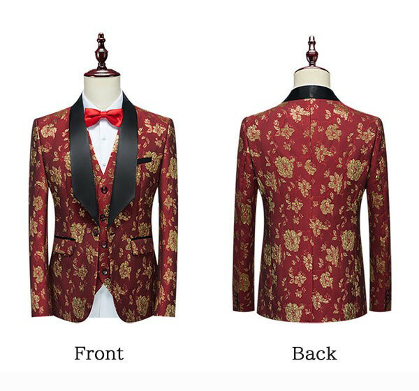 タキシード メンズ スーツ ショールカラー ジャケット 長ズボン 上下セット 3点セットアップ 演出服 ステージ衣装 光沢のあるジャケット 衣装 黒白 2色選べるズボン 白 紺 紫 赤 青 クリスマス仮装 ハロウィン衣装 dg149x1x1t2