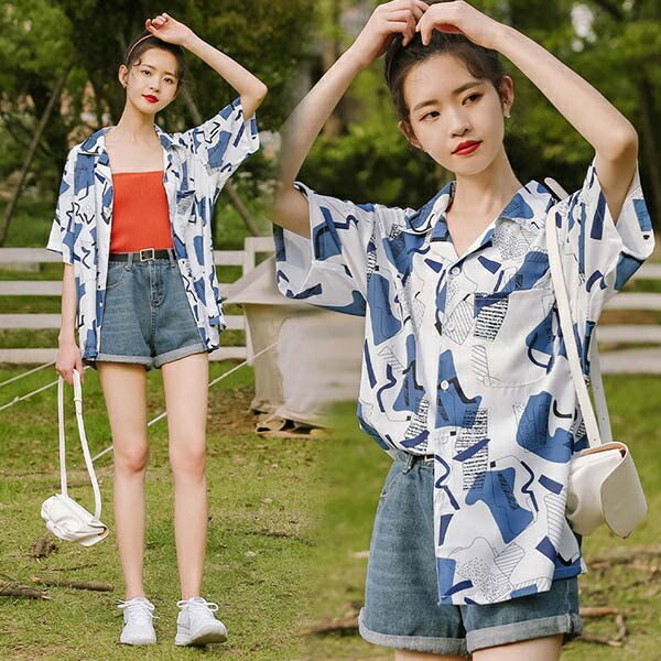 アロハシャツ レディース 開襟シャツ 半袖 アロハ ハワイ ハワイアン ALOHA Hawaiian 花柄 オープンカラー クールビズ 夏物 ライトブルー ボタニカル柄 リゾート ストリート レトロdk017x1x1t2