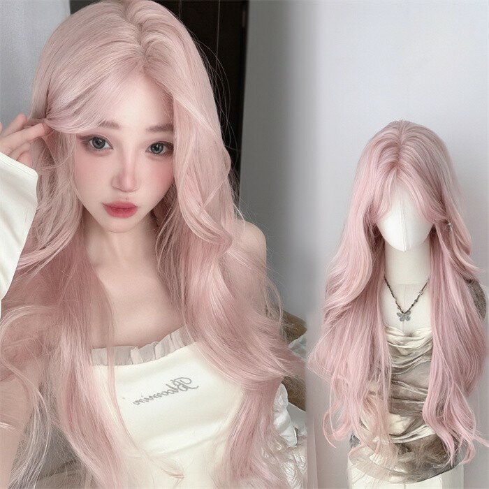 ウィッグ ロング ストレート ピンク レディース フルウィッグ 韓国風...(4)