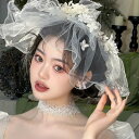 花嫁 結婚式 髪飾り ウエディングベール ヘッドドレス 花 ブライダル チュール リボン 韓国風 カチューシャ パーティー 二次会 披露宴 イベント お呼ばれ ...