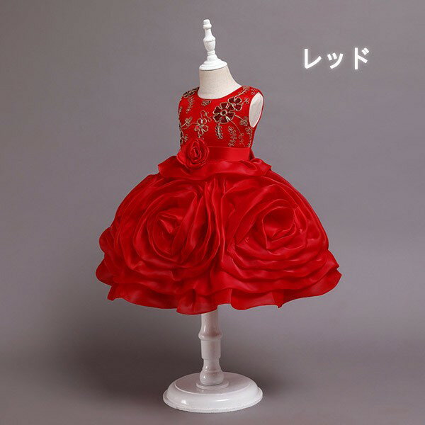 ピアノ発表会 ドレス 中学生 ワンピース 女の子 キッズドレス バラ柄 ショートドレス ひざ丈 ガール 子供ドレス 袖なし ノースリーブ 演奏会 フラワーガール ベールガール リングガール プリンセスドレス ブライダル フォーマル 七五三 可愛い お姫様 dt195x1x1c6 3