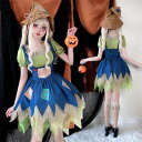 ハロウィン 大人用衣装 魔女ドレス 魔女 コスチューム かかし コスプレ 仮装パーティー ピエロ衣装 レディース スカート かわいい hr007x6x6m6(4)
