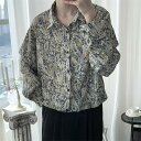 アロハシャツ シャツ メンズ 花柄 開襟シャツ 男女兼用 夏物 秋物 ハワイアン 長袖 ゆったり 体型カバー 大きいサイズ ヴィンテージ風 シンプルデザイン オ...