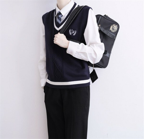卒業式 スクール セーター 入学式 Vネック ニットベスト レディース 深Vネック 入学式 セーター(全2色) ノースリーブ 高校生 ニットトップス 制服 ニット 学校 女子校生 男子 女の子 通学 ホワイト ネイビー