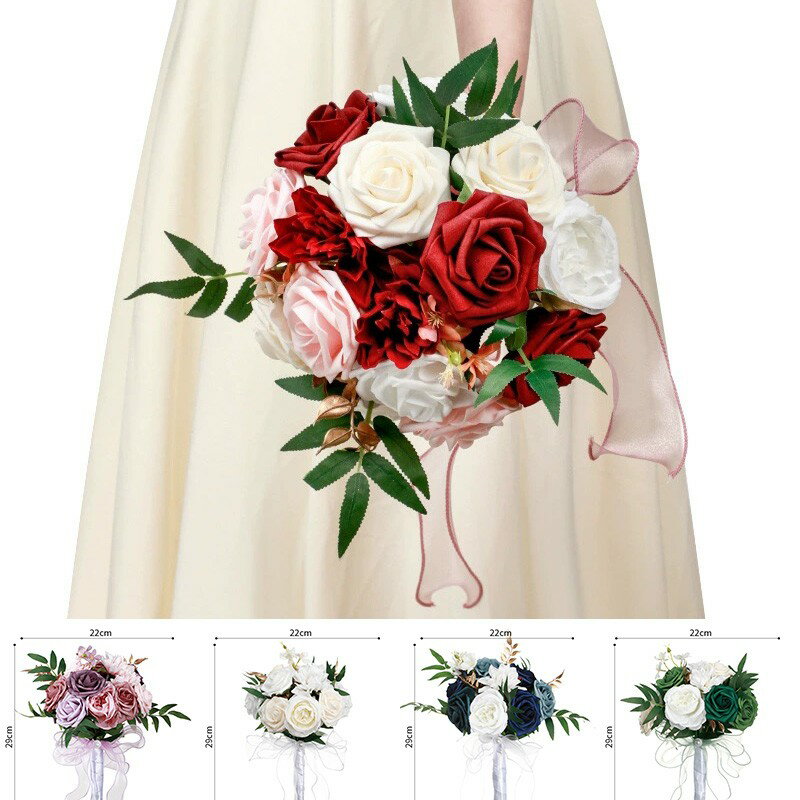 アーティフィシャルフラワー ブライダルブーケ ウェディングブーケ アーティフィシャルフラワー ブーケ プロポーズ 結婚式の薔薇花束 ラウンドブーケ 枯れないブー...