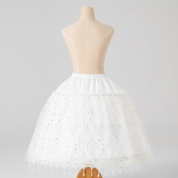 ドレス・ファッション エブリのパニエ ロリータ ワイヤーあり 普段使い ゴスロリ 75cm ソフトチュール Lolita ホワイト コスチューム ボリューム ゴムウエスト 萌え萌え 柔らかい 骨あり ふわふわ カワイイ お姫様 ウェディング バレエ aa122zbzbf6｜アングル2