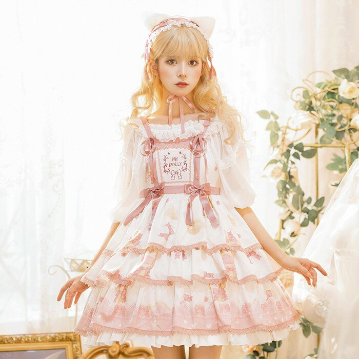 樂天商城 - レディース ロリータ ワンピース,JSK 優しい 夏 ビッグサイズ cosplay キャミソールスカー 制服,女の子ポンポンスカートドレス,ハロウィン コスプレ演出服,かわいい メイドカフェ 婦人服 aa141zbzbm6