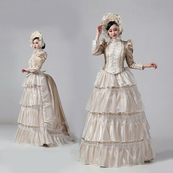 ロココ 貴族ドレス 中世 貴婦人ドレス ステージ 衣装 中世ドレス お姫様ドレス ヨーロッパ 貴族 王族服 ジュリエット カラードレス 演出 現代劇演出 ステージ衣装 ヨーロッパ風 パーティードレス ブラック 大人 学園祭 文化祭 コスプレ 撮影 演出 ライトブラウン da065zb