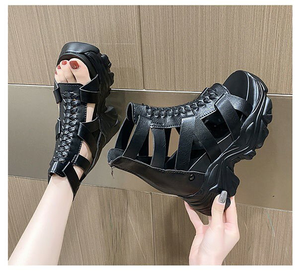 厚底サンダル ブーツサンダル レディース 10.5cm UP グラディエーターサンダル サ...