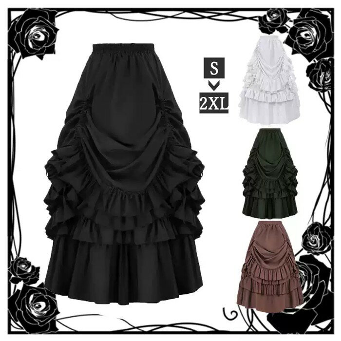 ゴシックスカート ハロウィン コスプレ レディース ショートスカート 中世紀欧風 スチームパンク 宮廷ダンス衣装 大人用コスチューム 中世ドラマ 仮装 ハイウエスト 舞台衣装 宮殿 お姫様 ステージ衣装 演劇貴族 伯爵夫人 パーティー 変装 S M L XL 2XL mj033zbzbm4