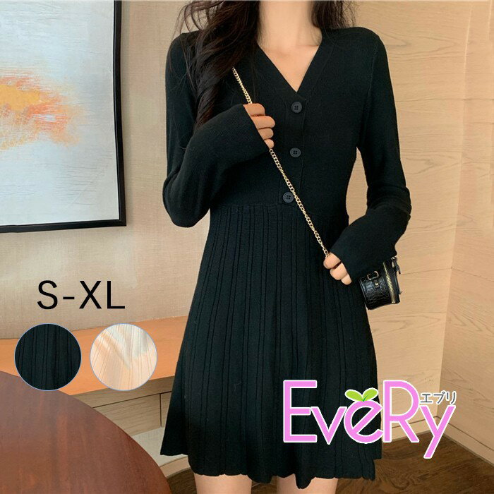 Rakuten - ニットワンピース ミニ タイトワンピース 秋冬 きれいめ 韓国 長袖 タイト ひざ丈 ストレッチ ミニ丈 Aライン おしゃれ 可愛い セクシー Vネック カジュアル ベルト付き オフホワイト ブラック 黒 S M L XL nn036zbzbzq