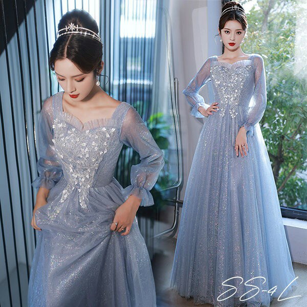 ドレス 大人 ピアノ 発表会 ロング丈 ぽっちゃり 大きいサイズ イブニングドレス 演奏会 ピアノ発表会 袖付き ワンピース Aライン ステージドレス 二次会 女子会 成人式 パーティードレス 大人可愛い bg001zezet2