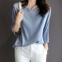 Tシャツ レディース ブラウス 長袖 おしゃれ カットソー 大きいサイズ ゆったり オーバーサイズ 体型カバー Uネック 無地 トップス シンプル ベーシック ...