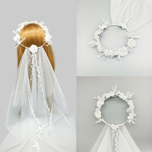 ウエディングベール 65cm 藤条と2層ティールを使った花嫁ウェディングヘッドアクセサリー 王女風ヘアバンド付きベール ロマンティックな結婚式用ヘアピース ベールダウン フィンガーチップ 2 ホワイト ds011zuzum6