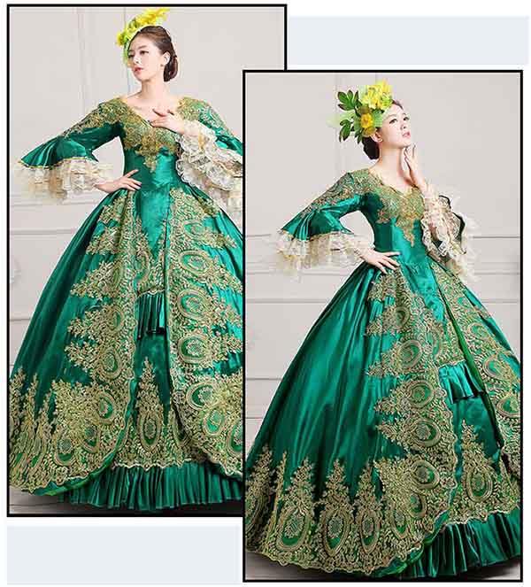【期間限定！マスクプレゼント中】中世貴婦人風 ドレス 宮廷服ドレス 豪華な女王 王族服 貴族 復古風 パーティースーツ 貴婦人 衣装 ステージ 中世 ヨーロッパ 現代劇演出 ヨーロッパ風 結婚式 演出 パーティードレス【S/M/L/XL/2XL/3XL】da468f0f0n1/代引不可
