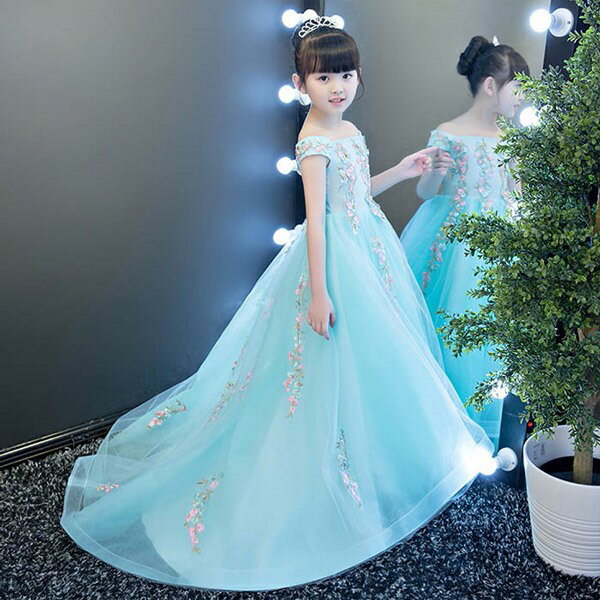100cm キッズ ドレス パーティー オフショルダー お姫様 ワンピース 子供ドレス 子どもドレス 子供 ドレス 服 衣装 キッズドレス 女の子 トレーン丈 フォーマル キッズ 発表会やステージ衣装 ピアノ発表会 ドレス 子供 ブルー da457zec6kc /代引不可