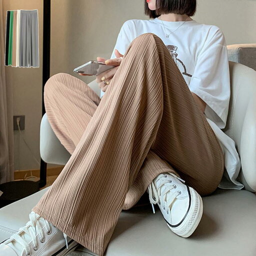 セミワイドパンツ プリーツパンツ 美脚 夏 おすすめ セミワイドパンツ プリーツパンツ 美脚 夏 おすすめ