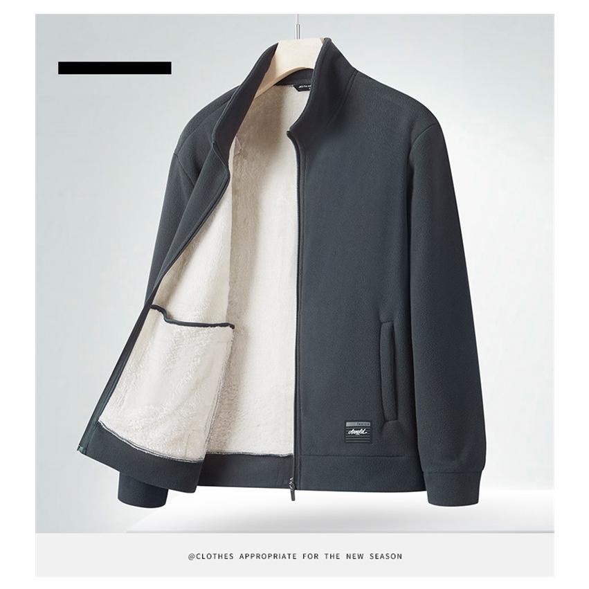 フリースジャケット メンズ 裏起毛 ブルゾン ジャンパー フルジップ 大きいサイズ 防寒 防風 暖かい 厚手 カジュアル 柔らかい アウター 通学 通勤 おしゃれ