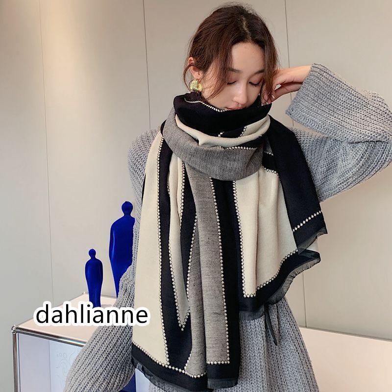 マフラー レディース 秋冬 通学 通勤 防寒 小顔 大判マフラー 厚手 切替 スプライシング おしゃれ ファッション 高級感 魅せる プレゼント