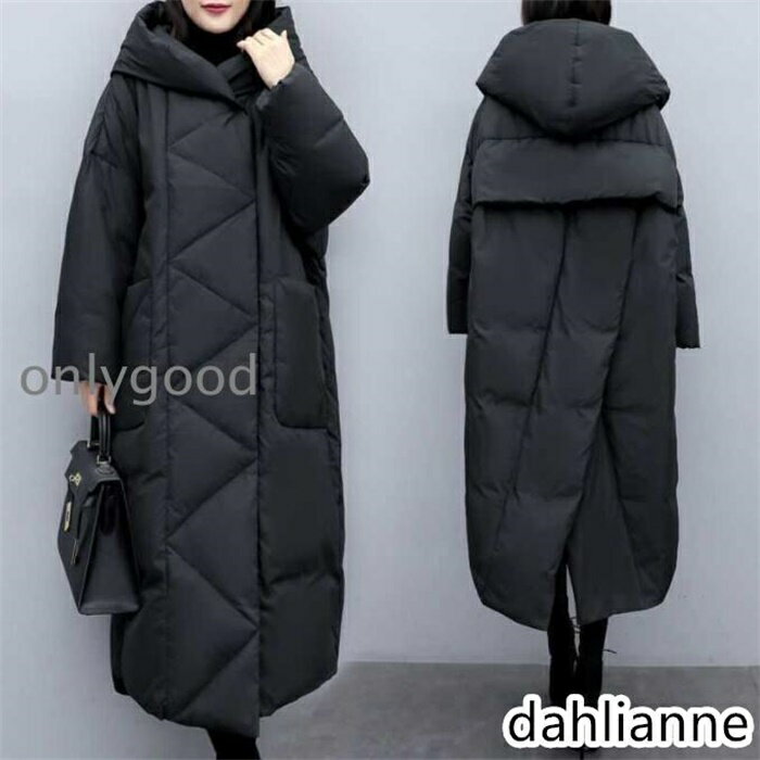 ダウンコート レディース ロング丈　膝下　軽量　フェイクダウン ダウンジャケット 超ロングダウンコート アウター　中綿コート　ゆったり　防寒着 60代 50代 40(4)