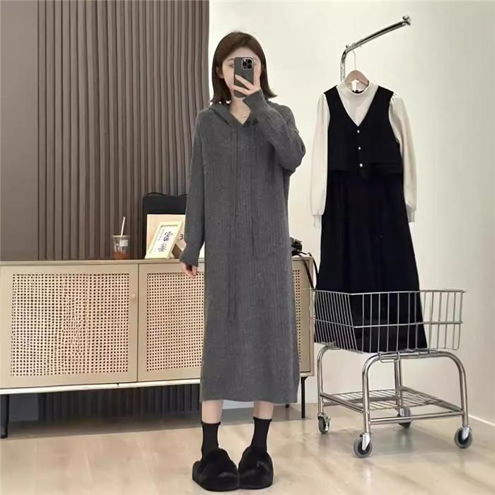 ワンピース ニット レディース ニットワンピース 長袖 ロングパーカー パーカー パーカーワンピース ロングワンピース 秋 冬 セーター