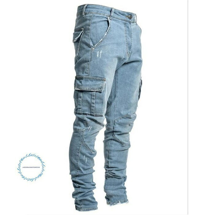 デニムパンツ メンズ スキニーパンツ ストレッチ カーゴパンツ ロング丈 スキニーデニム ジーンズ ジーパン 細身 スリム 夏 秋 アメカジ 着痩せ カジュアル