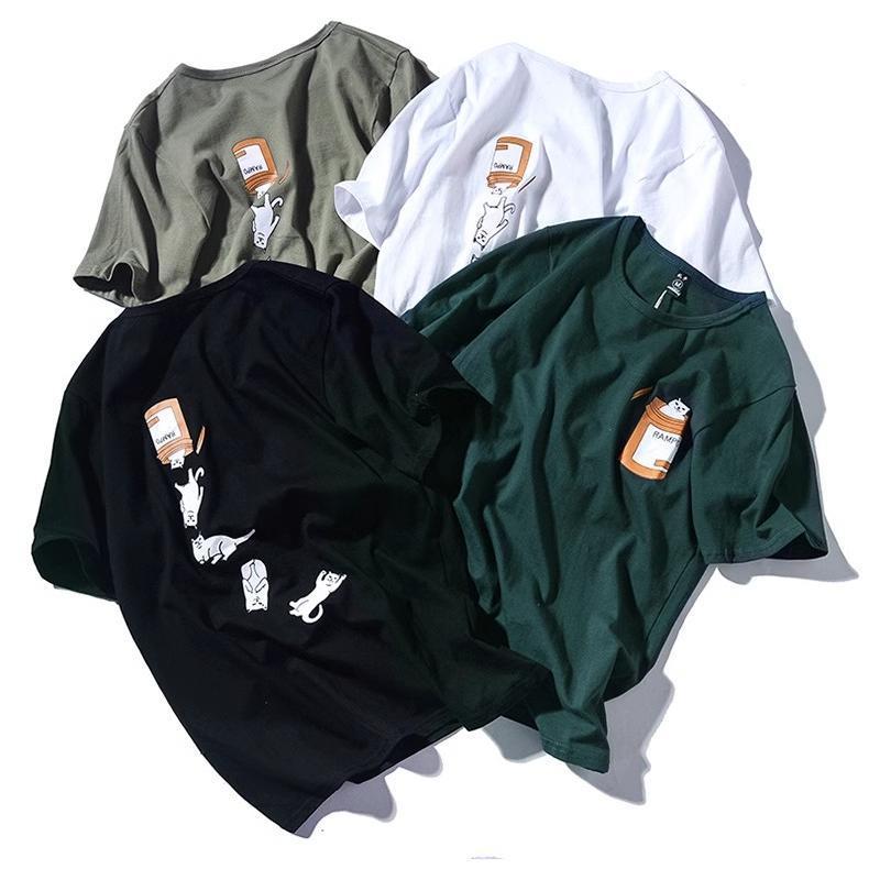 乐天商城 - カットソー レディース メンズ 綿 猫柄 ロンティー ゆったり 柔らかい 夏 tシャツカジュアル 夏
