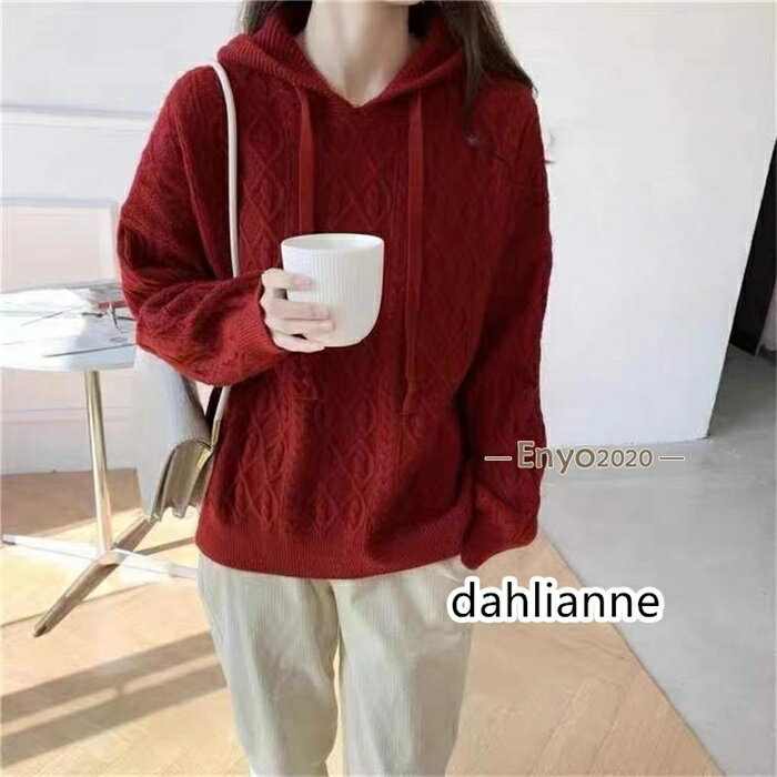 ニットセーター レディース ニット パーカー 長袖 セーター フード付き あぜ編み アウター ケーブルニット ゆったり 暖か 秋冬 おしゃれ 新作