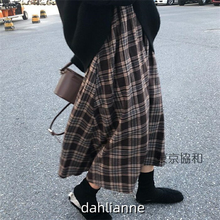 乐天商城 - スカート ロング丈 秋冬 ラシャスカート チェック柄 フレアスカート レディースaラインスカート マキシ丈 厚手 ハイウェストボトムス 大人 着痩せ