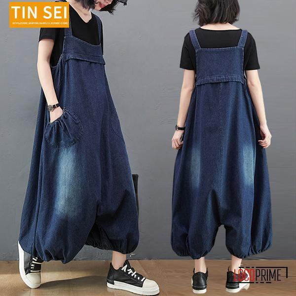 オールインワン レディース デニムパンツ 夏 春 デニム サロペット シンプル つなぎ きれいめ ワイドパンツ ロングパンツ 大きいサイズ