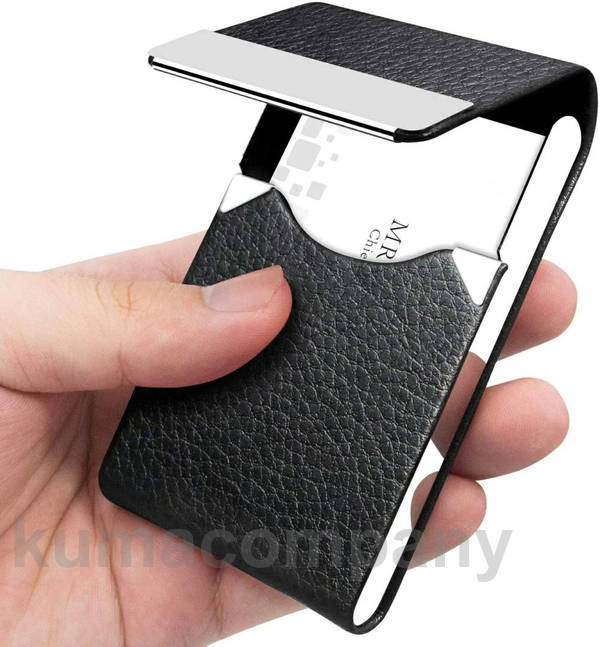 パディケプロフェッショナル名刺ホルダーPUレザー名刺ケース名カードホルダー磁気シャット付きスリムメタルポケットカードホルダー… km