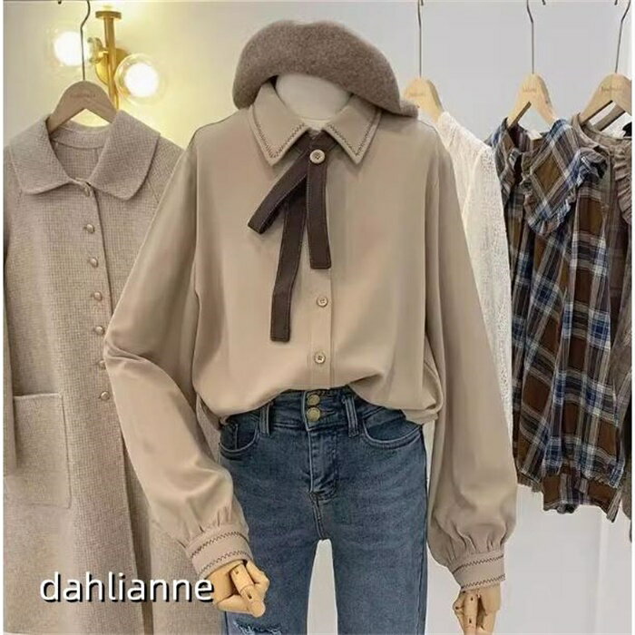 レディース ブラウス ネクタイ付き シャツ トップス コ フォーマル OL通勤 体型カバー 大人 着痩せ おしゃれ