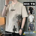Tシャツ 半袖 メンズ ゆったり カラフル 夏 丸ネック 英字 お兄系 通学 20代 柔らかい オシャレ プレゼント 通気性 カジュアル 薄手