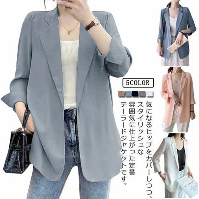 サマージャケット シフォン レディース シフォンジャケット テーラードジャケット 七分袖 ショート丈 アウター ジャケット 通勤 フォーマル ビジネス 謝恩会 面接 春 夏 大きいサイズ 薄手 カジュアル