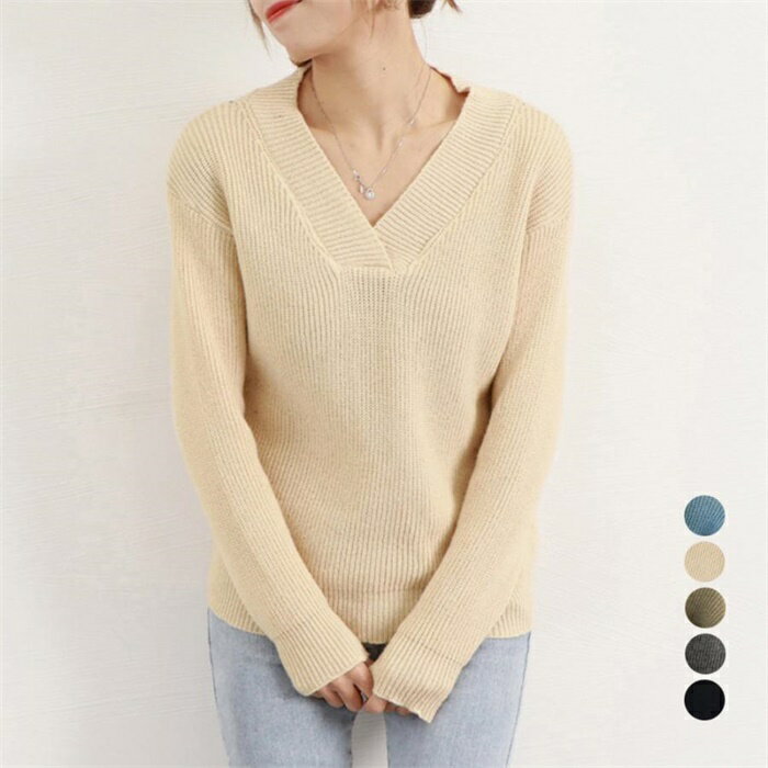 vネック ニットセーター レディース秋冬