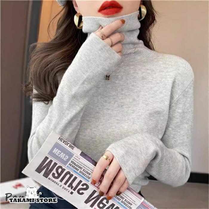 樂天商城 - レディース ニットセーター ハイネック ニット ニットソー タートルネック トップス ニットインナー カジュアル シンプル 無地 長袖 春 秋 冬 ファッション