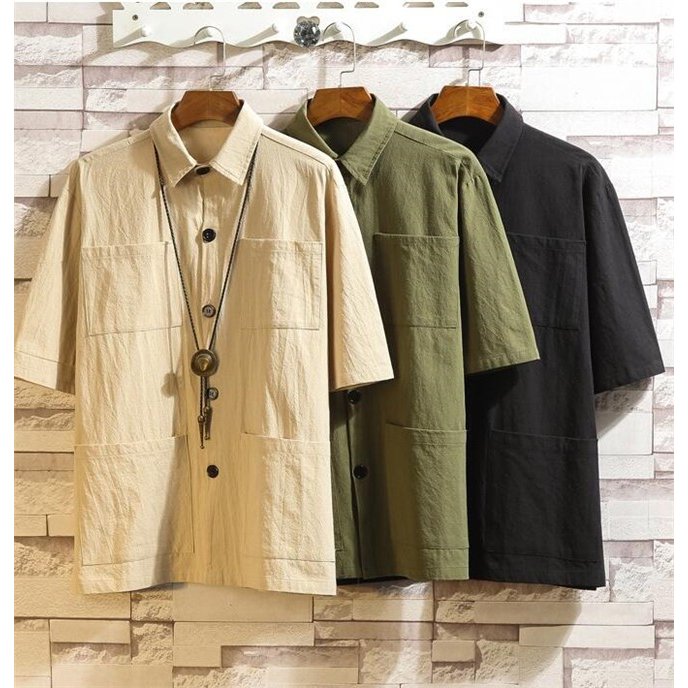 半袖シャツ カジュアルシャツ メンズ 半袖 夏 サマー シャツ ゆったり 大きいサイズ M-5XL 個性 無地 紳士 父の日 ギフト 2021