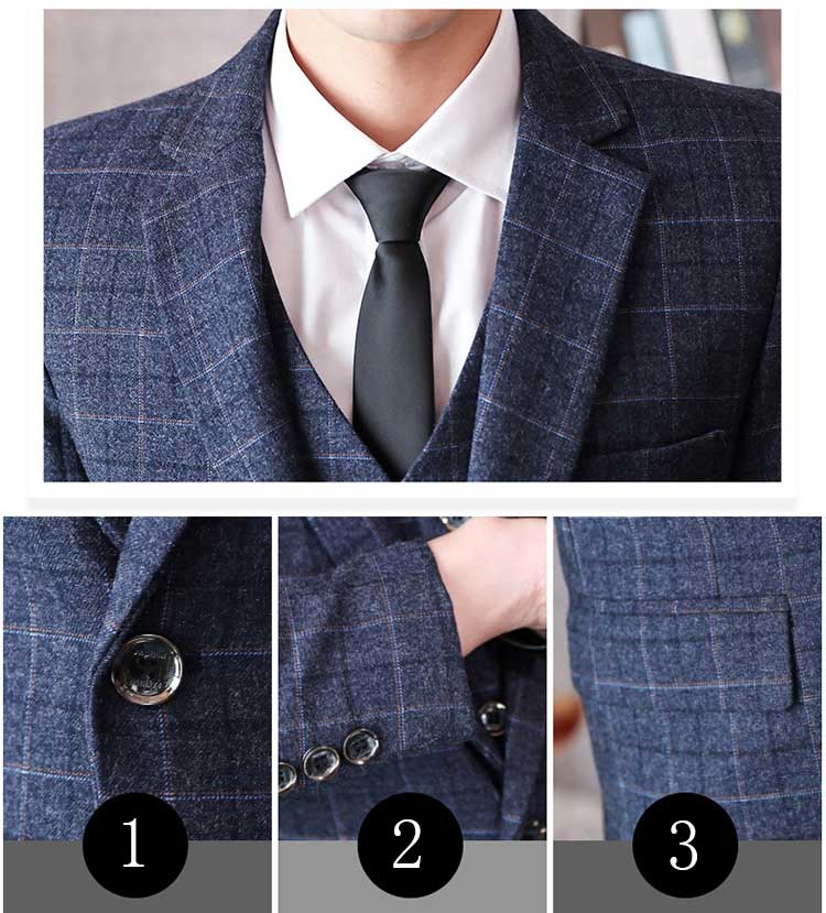ビジネススーツ メンズ スリーピース チェック柄 ブレザー スーツセット 3ピーススーツ 結婚式 カジュアルスーツ セットアップ ベスト付き 通勤 ビジネススーツ メンズ スリーピース チェック柄 ブレザー カジュアルスーツ セットアップ