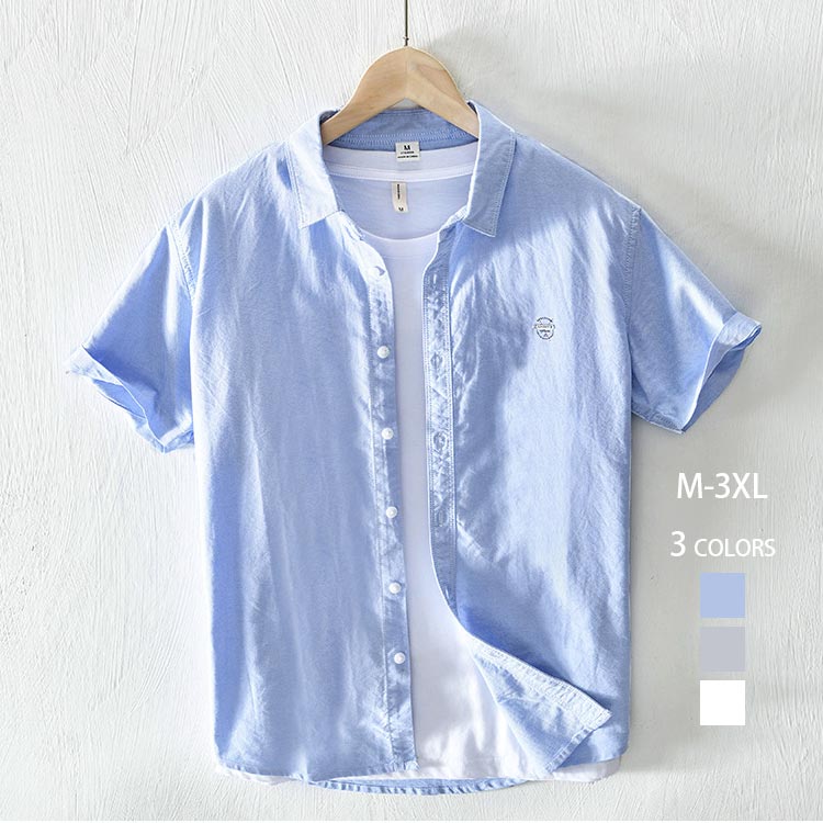 {送料無料}シャツ メンズ 半袖シャツ100%綿 カジュアルシャツ お洒落 通勤 普段着 ゆるTシャツ トップス 夏服 夏物 小さいサイズ 大きいサイズ 無地 純色 快適 お洒落 人気 リラックス リゾート 旅行