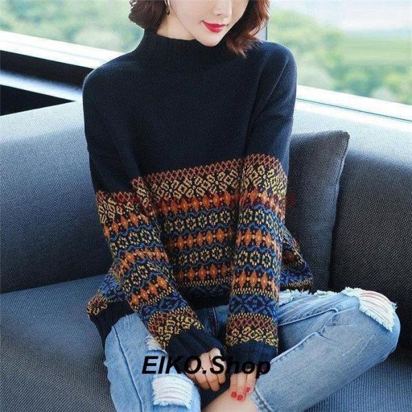 ニット セーター レディース ニットセーター 長袖 トップス ハイネック チュニック 大きいサイズ 体型カバー 秋 冬 コーデ 防寒 おしゃれ 30代 40代 50代