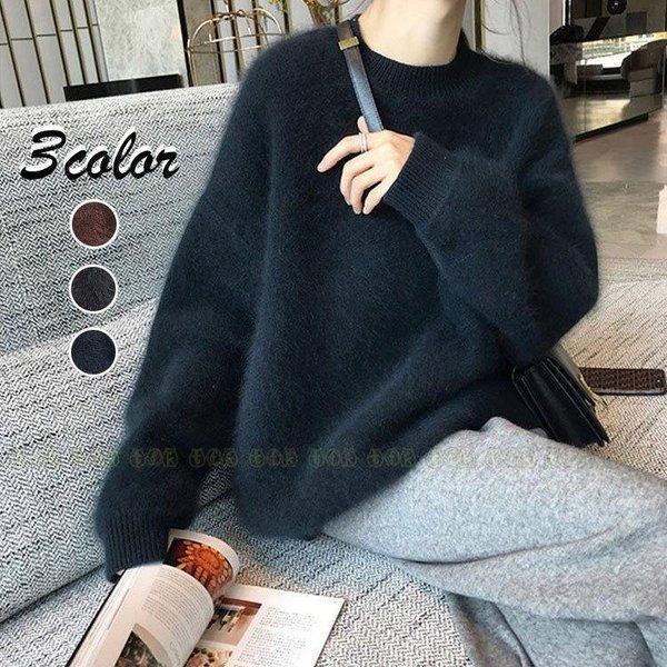 ニットセーター レディース 秋冬 40代 長袖トップス 厚手 無地ニットトップス もこもこ インナーニット ショット丈 ゆったりセーター 大人可愛い オシャレのサムネイル