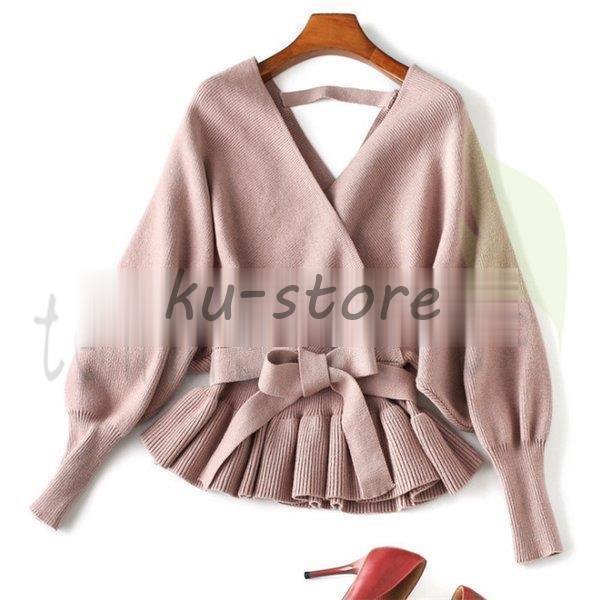 V-Neck - セーター レディース ニットセーター 長袖 ニット トップス レディース プルオーバー 大きいサイズ 体型カバー コーデ 秋 冬 vネック ドルマンスリーブ