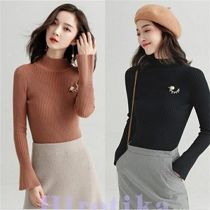 乐天商城 - ニット　セーター レディース レディースセーター 秋服 トップス　ニット ぴったり 丸首 春秋 カジュアル オシャレ 4色