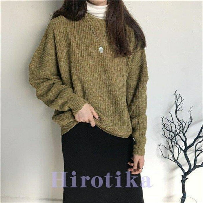 ニットセーター　レディース　トップス　チュニック　カジュアル　グリーン　グレー　オシャレ　春秋