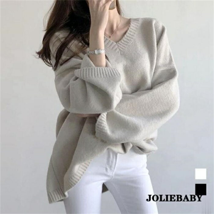 ニット セーター トップス レディース Vネック ゆったり 体型カバー 長袖 秋冬 韓国風