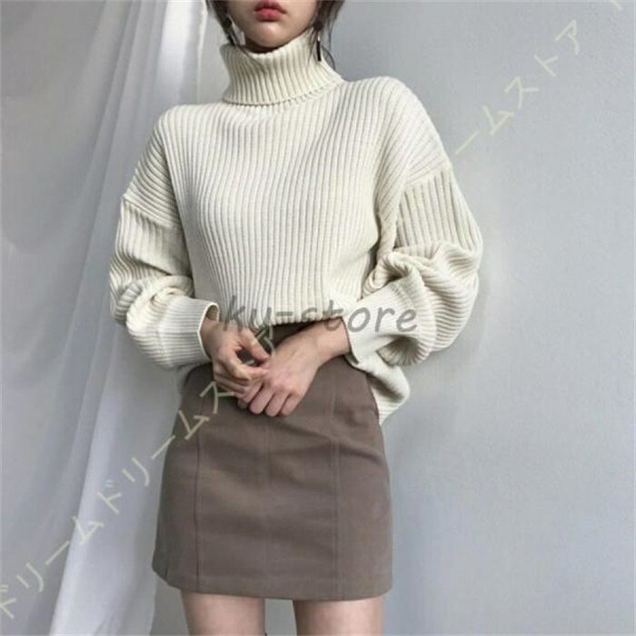 Turtleneck - セーター レディース タートルネック リブニット 暖かい 柔らかい ストレッチ インナー 着痩せ 長袖 着回し力 無地 シンプル お洒落 可愛い トップス