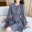 ワンピース 花柄ワンピース ボタニカル柄 シフォンワンピース(4)