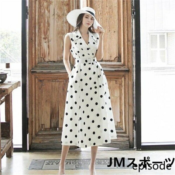 秋新品ワンピースレディース ワンピース ワンピースレディース ナイトドレス キャバクラ ノースリーブ ドット柄 20代30代40代50代OL通勤yd-5879