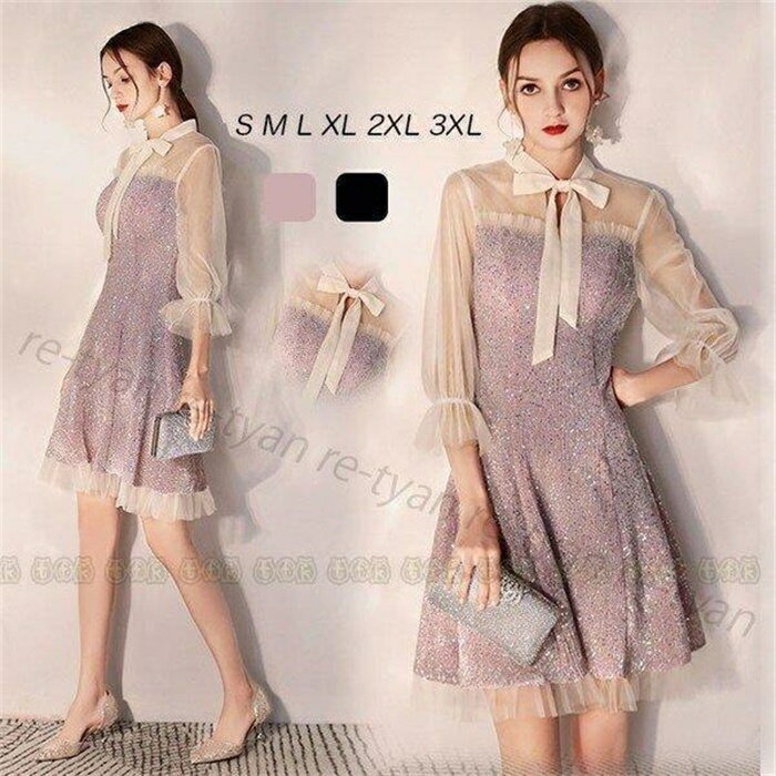 レディース ワンピース パーティードレス 可愛い 結婚式 ドレス Aライン リボン 10代20代30代40代 膝丈ドレス ひざ丈 結婚式 お洒落 成人式 洋風 キャバ