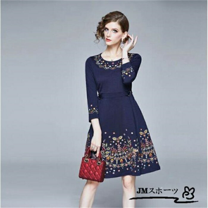 パーティードレス ミニ丈 膝丈 ワンピース 結婚式 ドレス　二次会　花嫁 ワンピース ドレス 花柄 刺繍 ワンピース パーティー 二次会 お呼ばれ